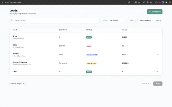 Mini Lead Tracker