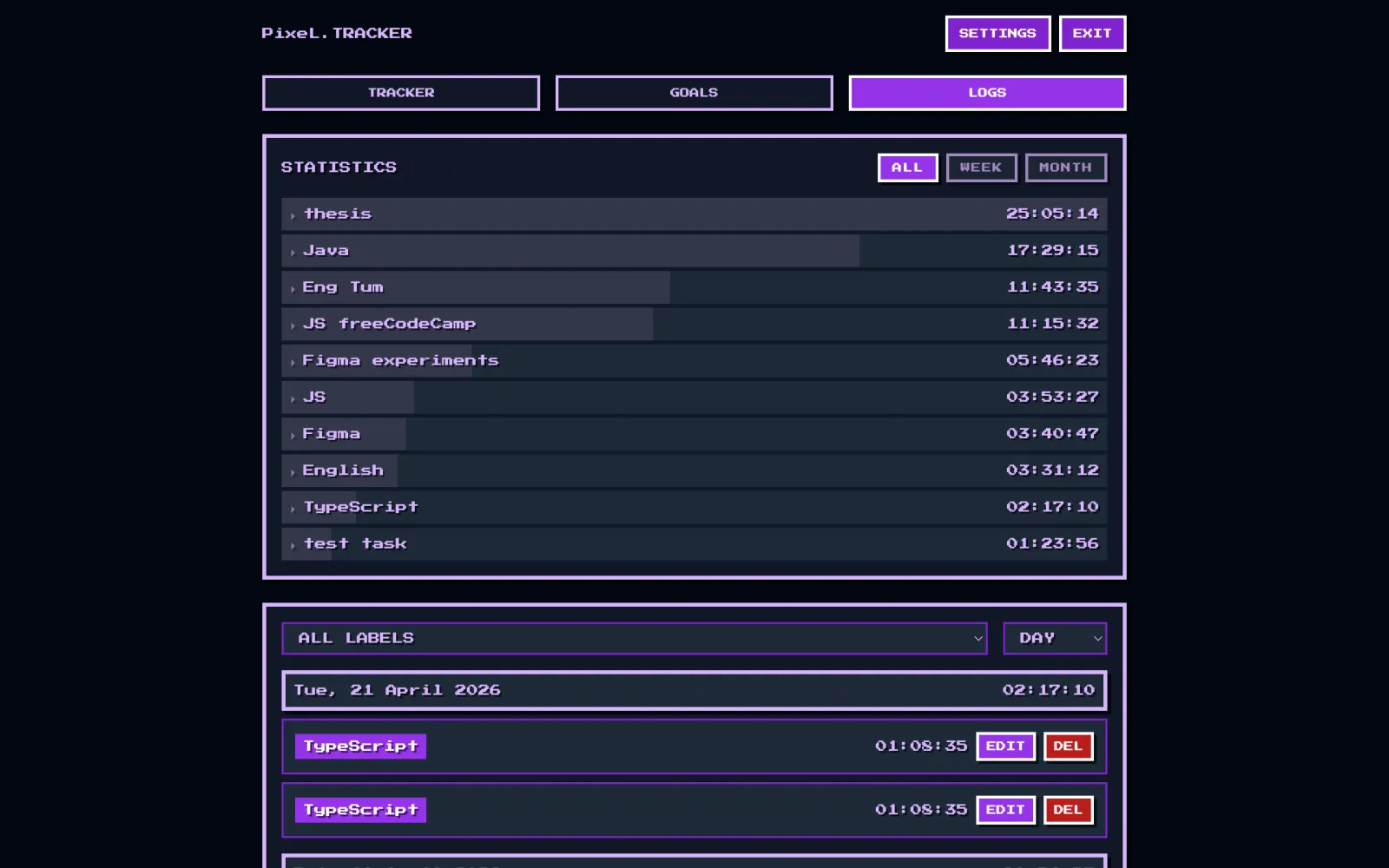 Pixel Time Tracker screenshot 2